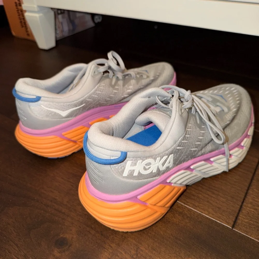 Women’s Hoka Gaviota 4s Gray, Pink, Orange Running Shoes - Picture 2 of 4